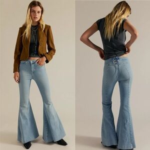Free People We The Free CRVY Super High-Rise Lace-Up Flare Jeans 31